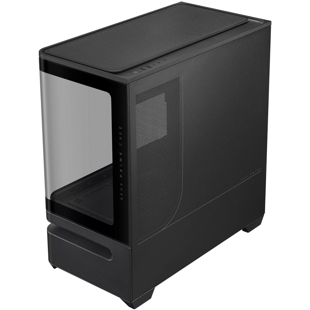 A large main feature product image of ASUS PRIME AP202 ARGB mATX Case - Black