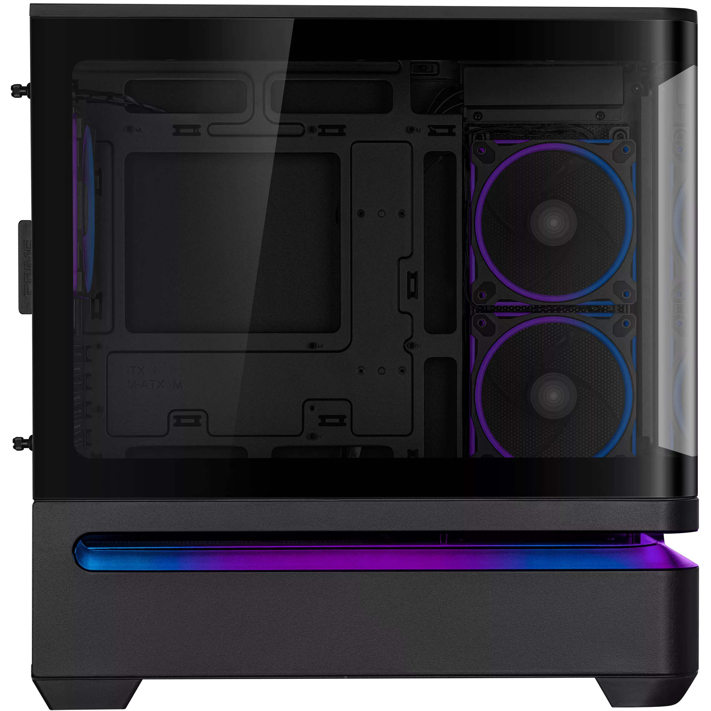 A large main feature product image of ASUS PRIME AP202 ARGB mATX Case - Black