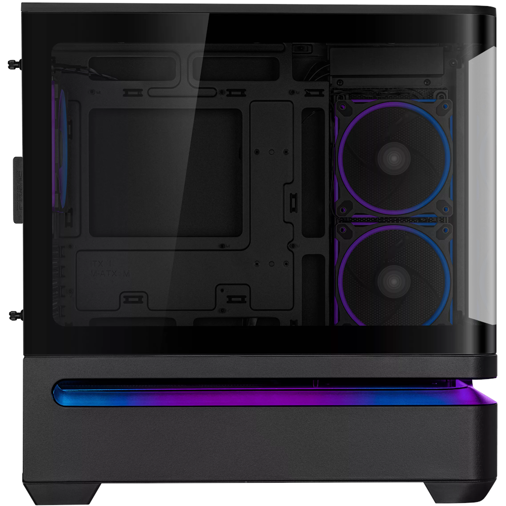 A large main feature product image of ASUS PRIME AP202 ARGB mATX Case - Black
