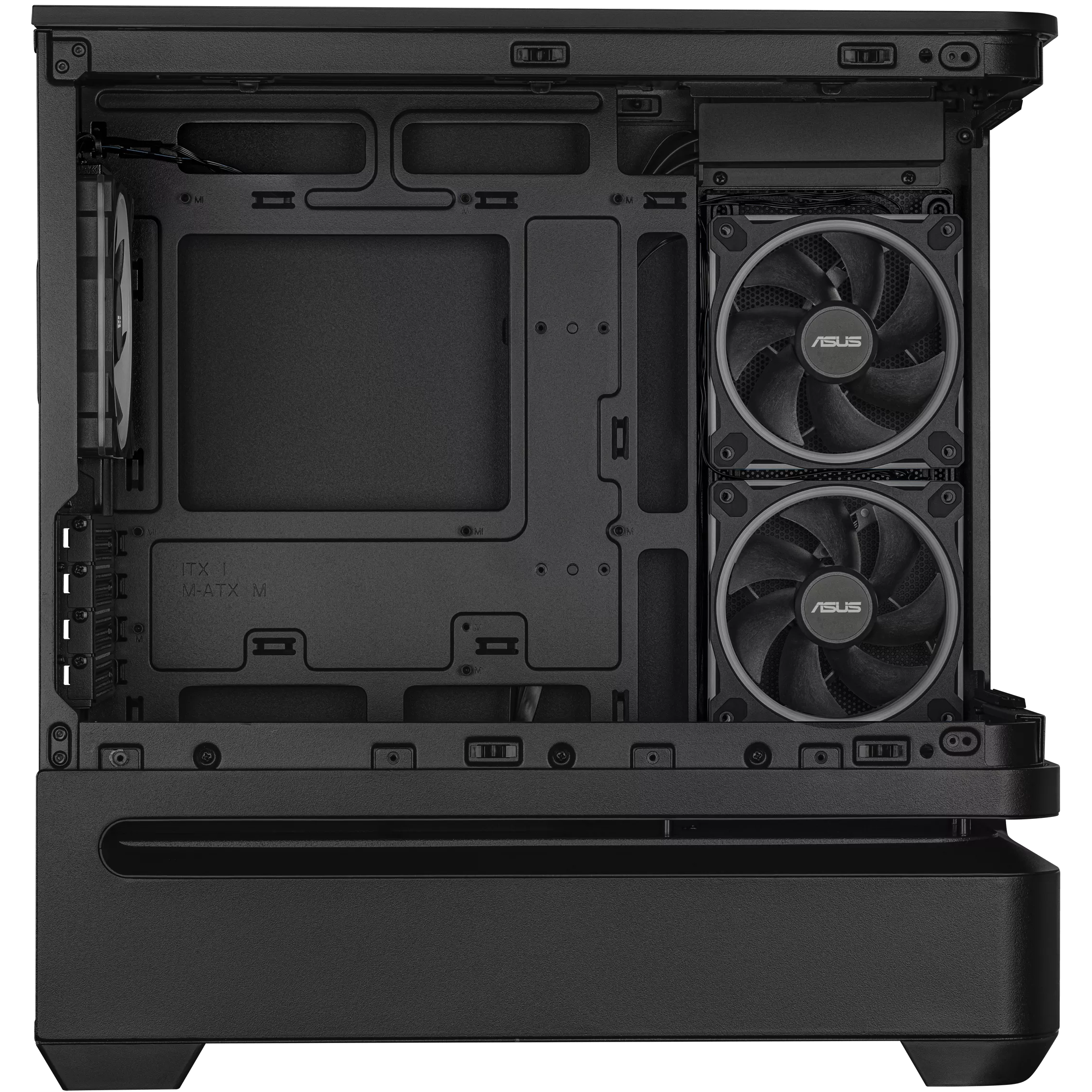 A large main feature product image of ASUS PRIME AP202 ARGB mATX Case - Black