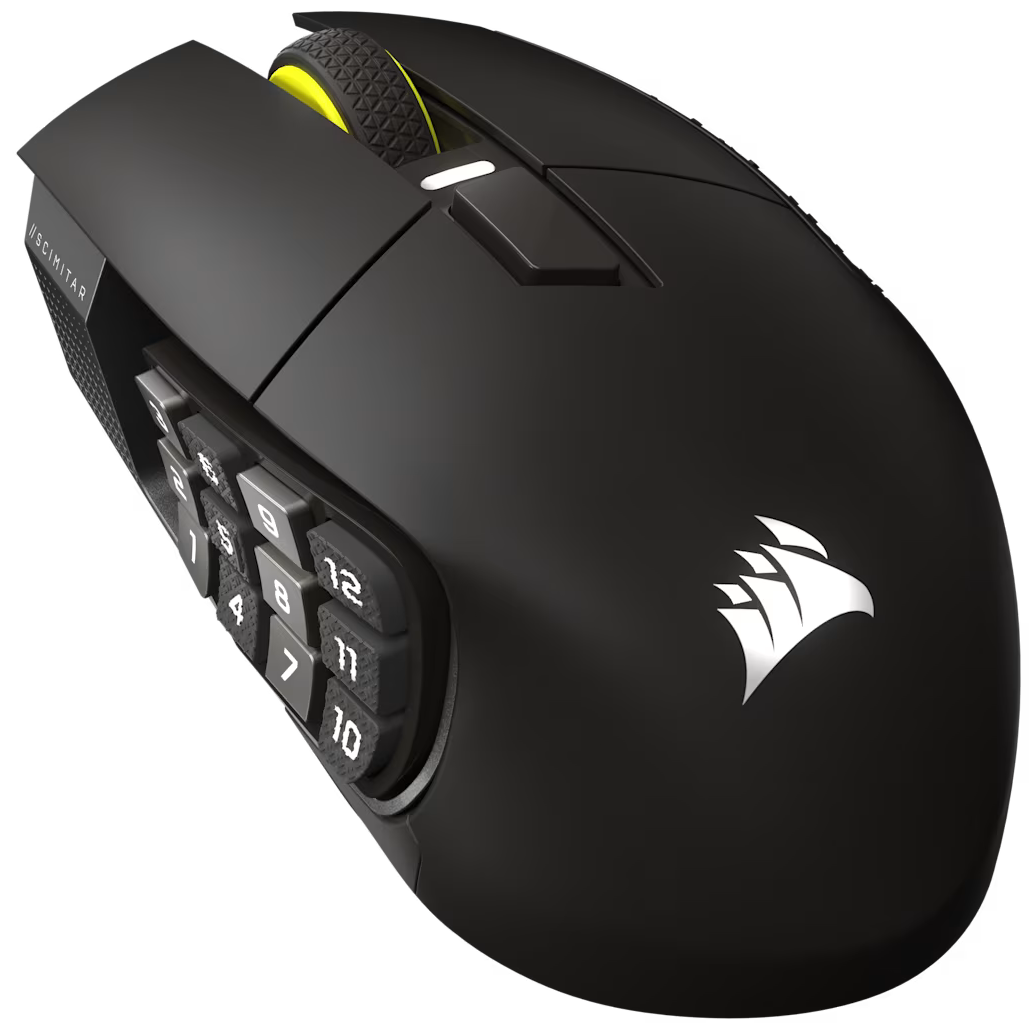 A large main feature product image of Corsair SCIMITAR ELITE WIRELESS SE MMO Gaming Mouse (Gunmetal)