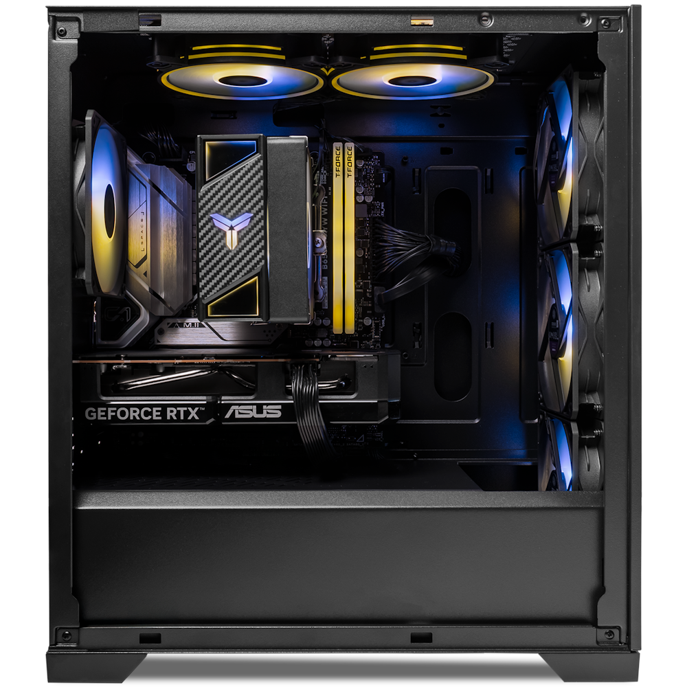 A large main feature product image of PLE Tidal RTX 5060 Prebuilt Ready To Go Gaming PC