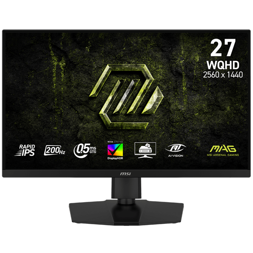 A large main feature product image of MSI MAG 274QPF E20 - 27" 1440p 200Hz 0.5ms Rapid IPS Gaming Monitor