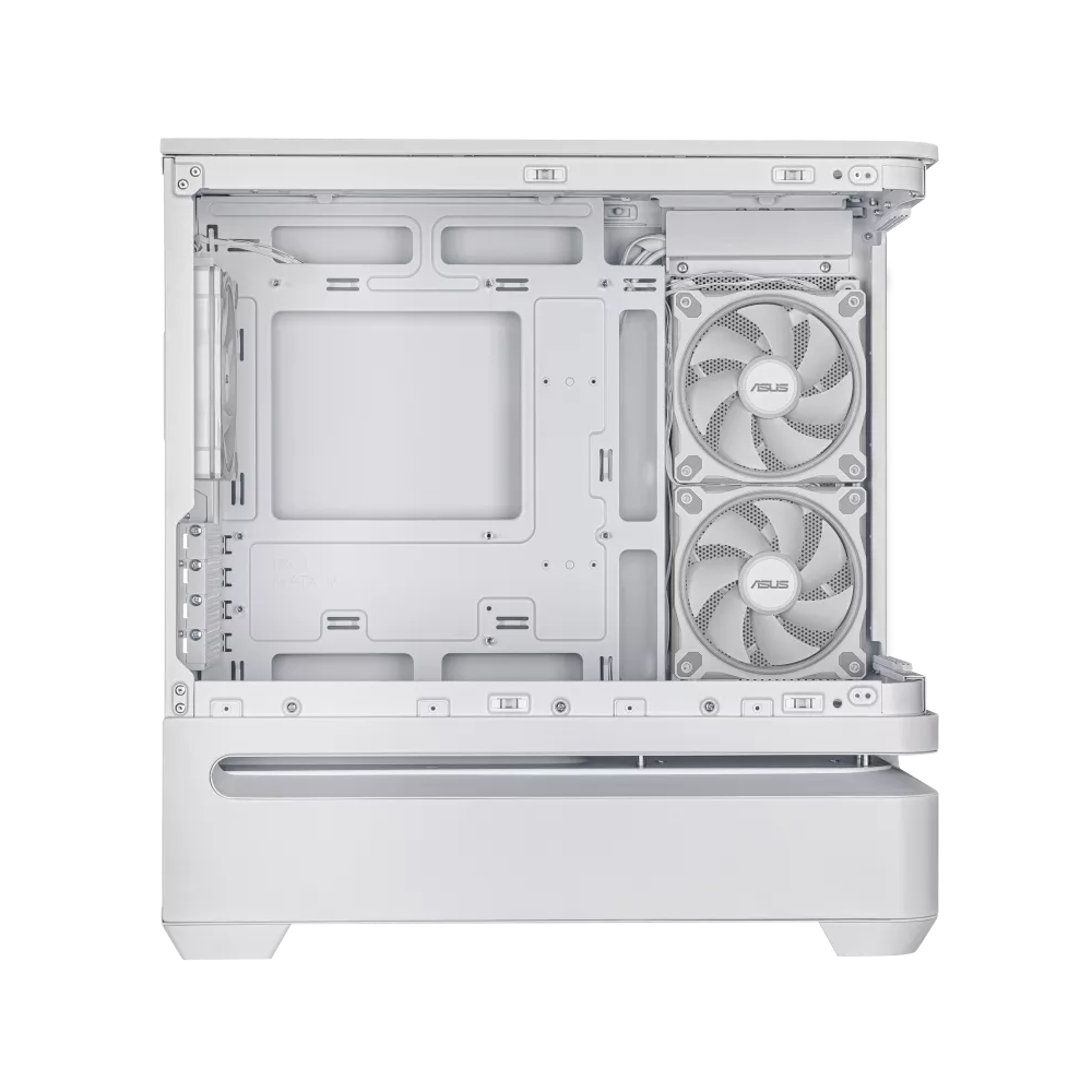 A large main feature product image of ASUS PRIME AP202 ARGB mATX Case - White