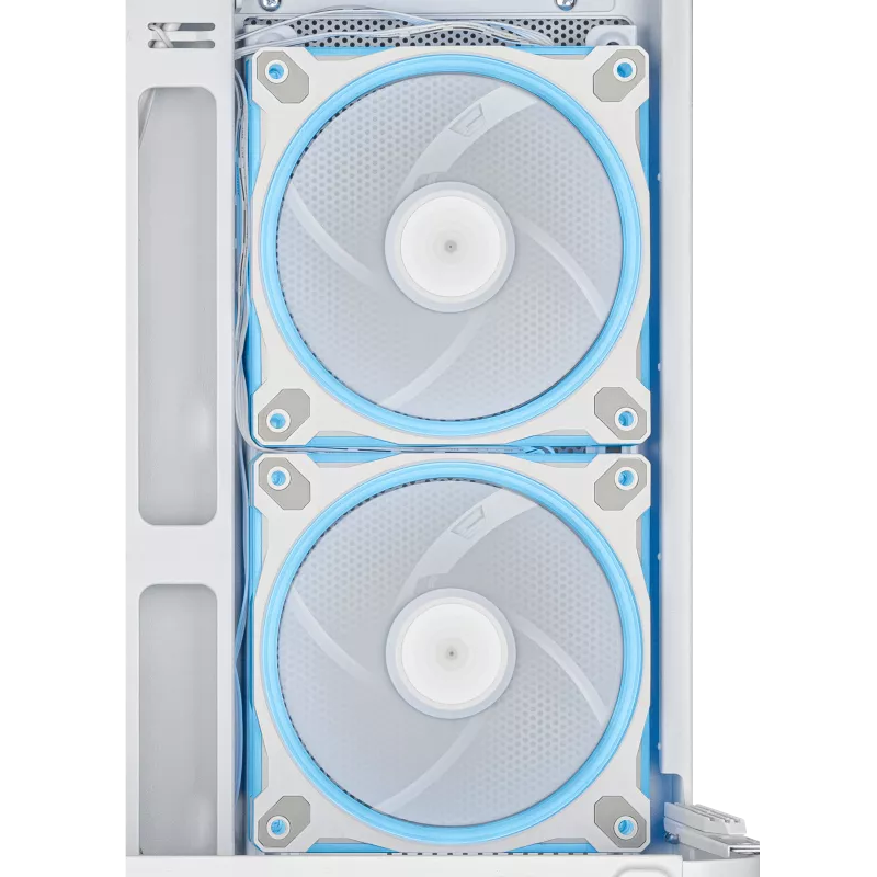 A large main feature product image of ASUS PRIME AP202 ARGB mATX Case - White