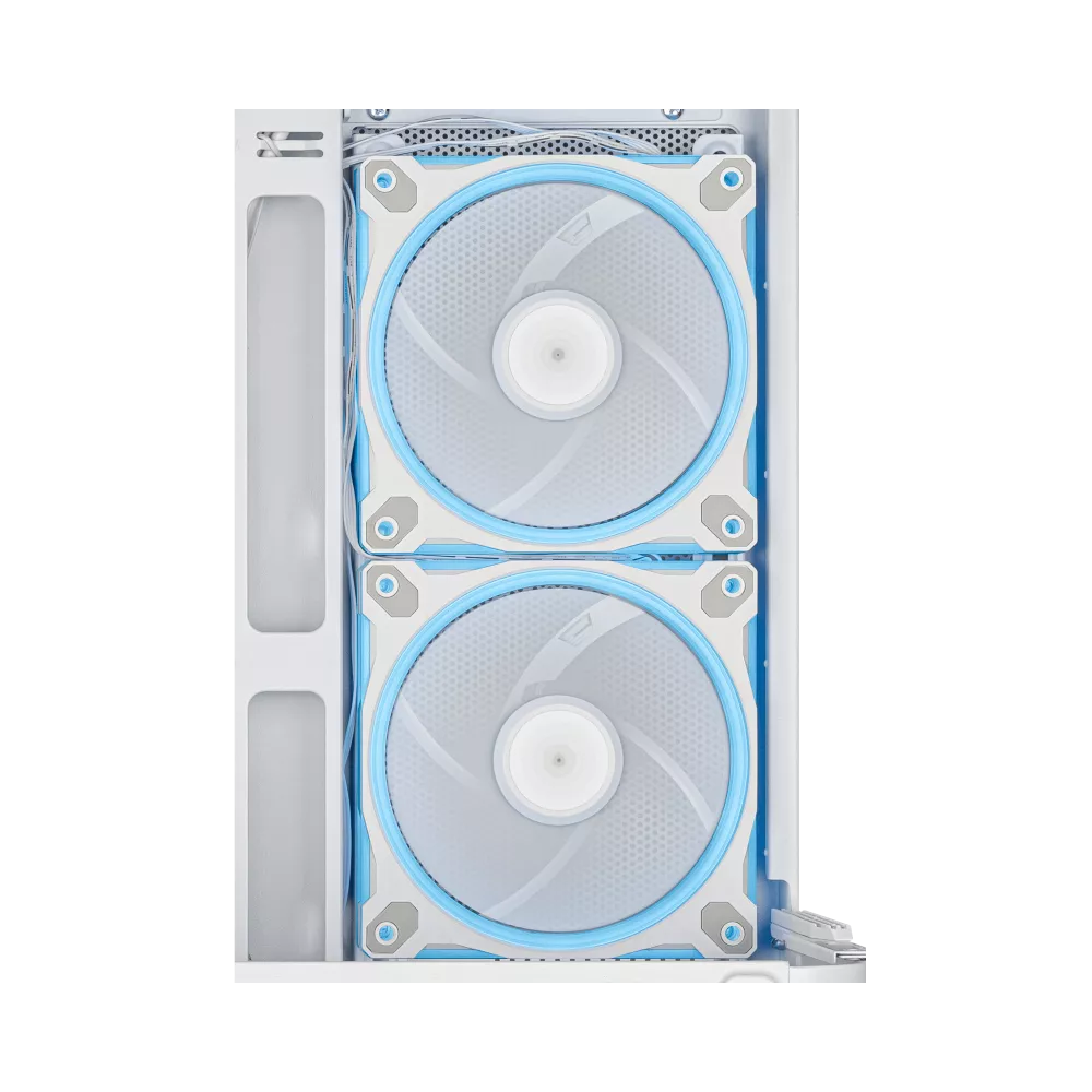 A large main feature product image of ASUS PRIME AP202 ARGB mATX Case - White