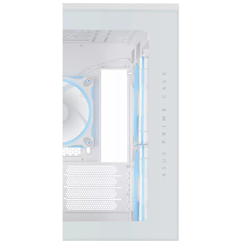 A large main feature product image of ASUS PRIME AP202 ARGB mATX Case - White