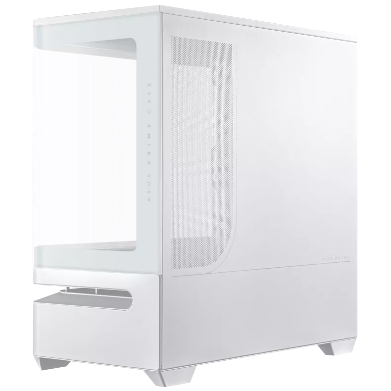 A large main feature product image of ASUS PRIME AP202 ARGB mATX Case - White