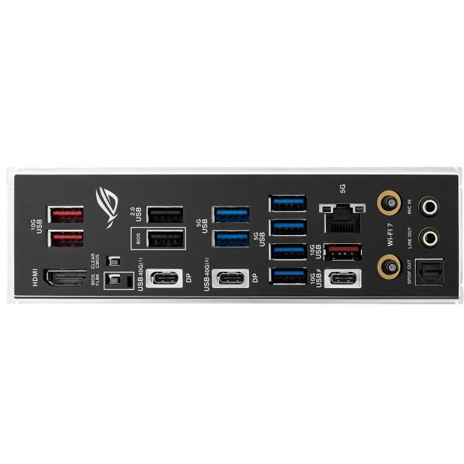 A large main feature product image of ASUS ROG Strix X870E-H Gaming WiFi7 AM5 ATX Desktop Motherboard