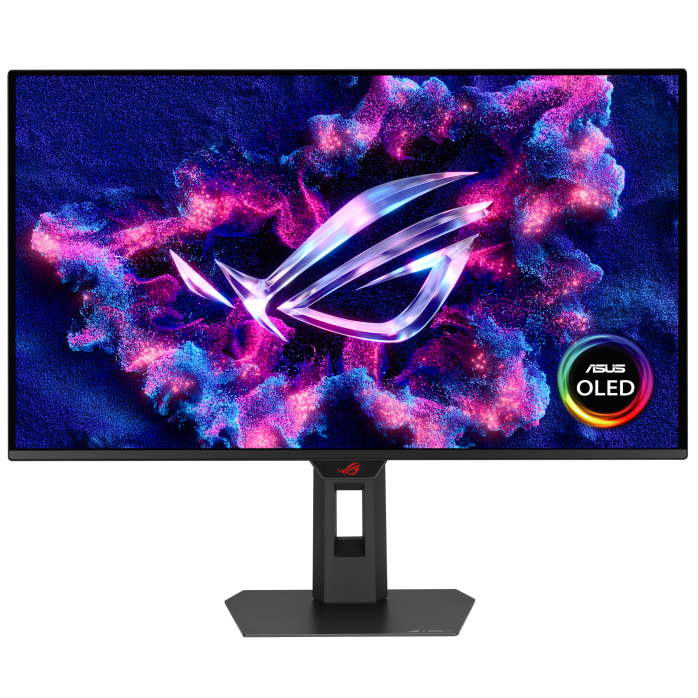 A large main feature product image of ASUS ROG Strix 27" 1440p 280Hz 0.03ms OLED Gaming Monitor