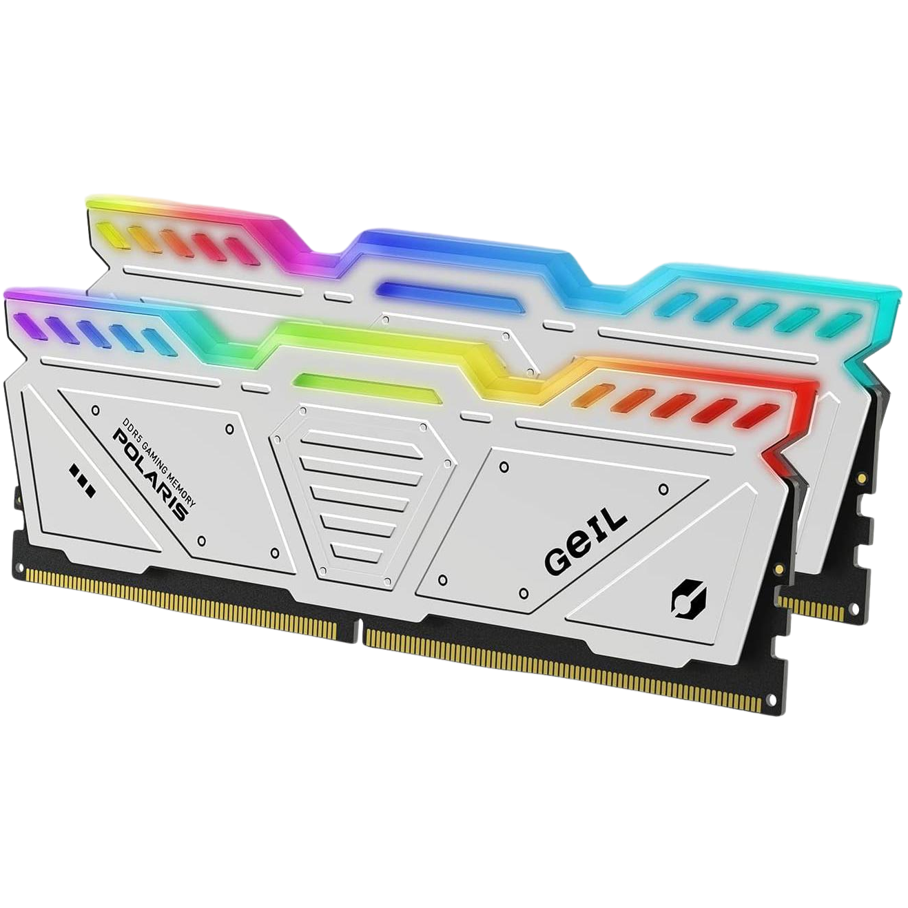 A large main feature product image of GeIL Polaris RGB 32GB Kit (2x16GB) EXPO DDR5-6000 C36 (White)