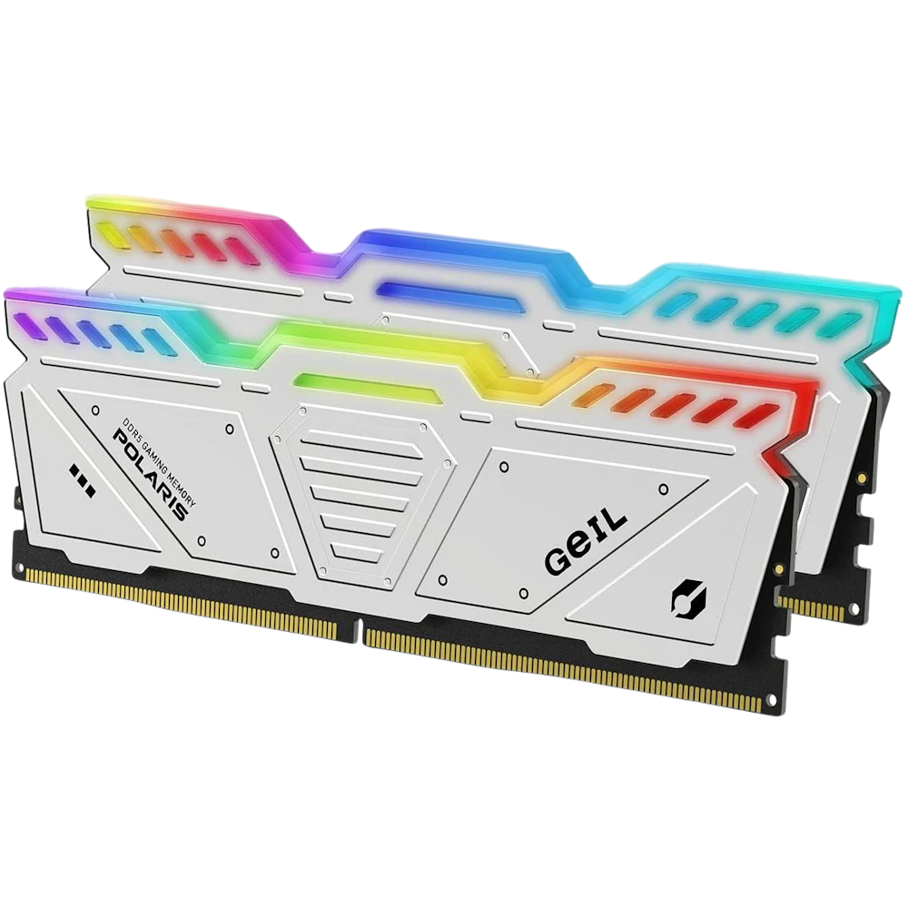 A large main feature product image of GeIL Polaris RGB 32GB Kit (2x16GB) EXPO DDR5-6000 C36 (White)