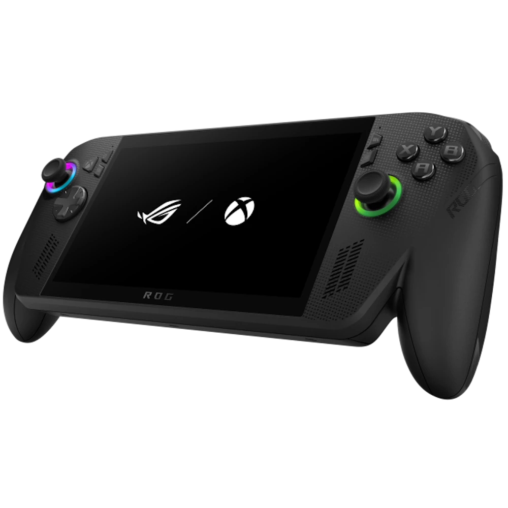 A large main feature product image of ASUS ROG Xbox Ally X - 7" 120Hz, Ryzen AI Z2 Extreme, 24GB/1TB - Gaming Handheld (Black)