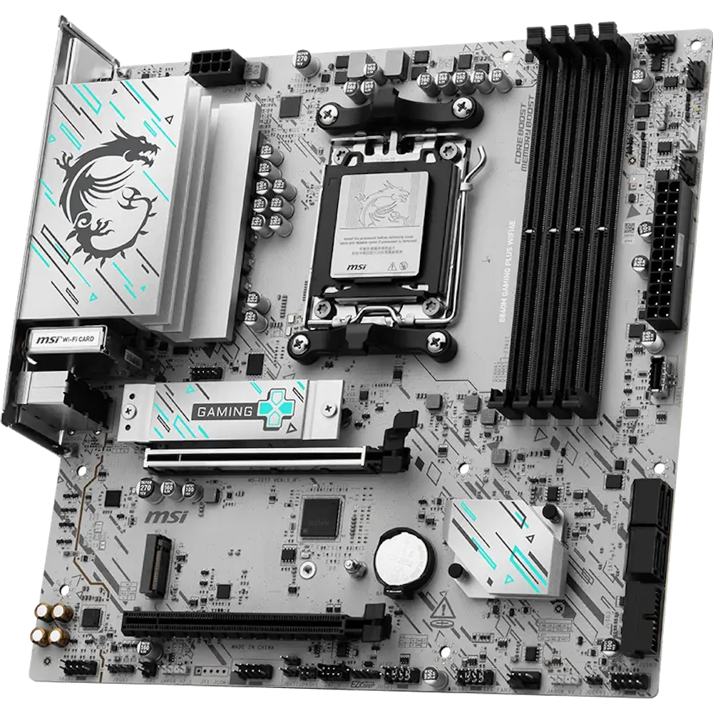 A large main feature product image of MSI B840M Gaming Plus WiFi6E AM5 mATX Desktop Motherboard