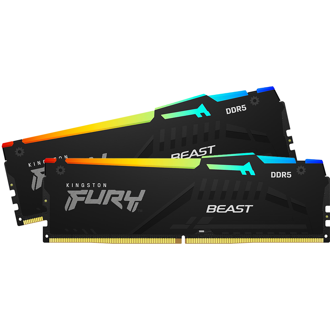 A large main feature product image of Kingston FURY Beast 64GB Kit (2x32GB) DDR5-6000 C36