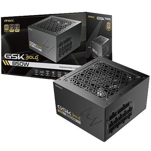 A large main feature product image of Antec GSK850 V2 850W Gold PCIe 5.1 ATX 3.1 Modular PSU