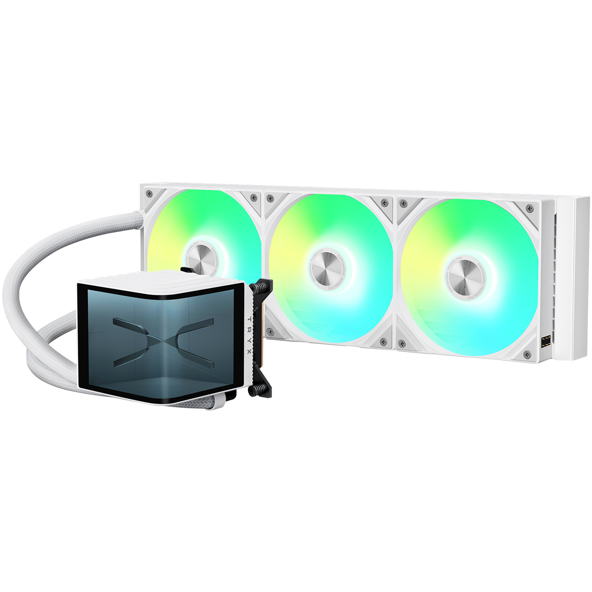 A large main feature product image of TRYX PANORAMA ARGB 360mm Liquid Cooler - White