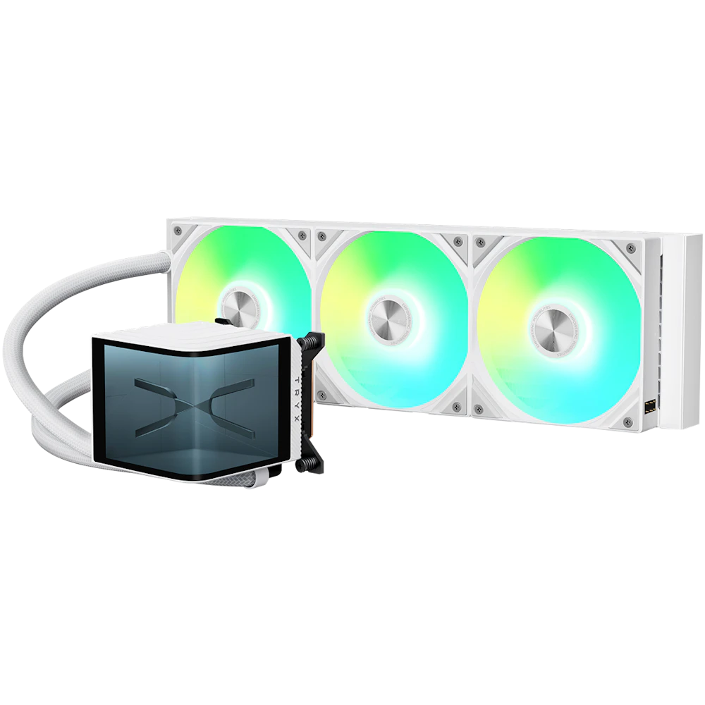A large main feature product image of TRYX PANORAMA ARGB 360mm Liquid Cooler - White