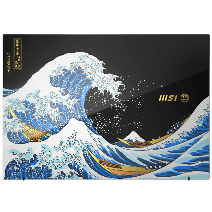 A large main feature product image of MSI Prestige 13 AI+ Ukiyoe Edition (A2VM) - 13.3" 2.8K OLED, Ultra 9 288V, 32GB/2TB - Win 11 Pro AI Notebook