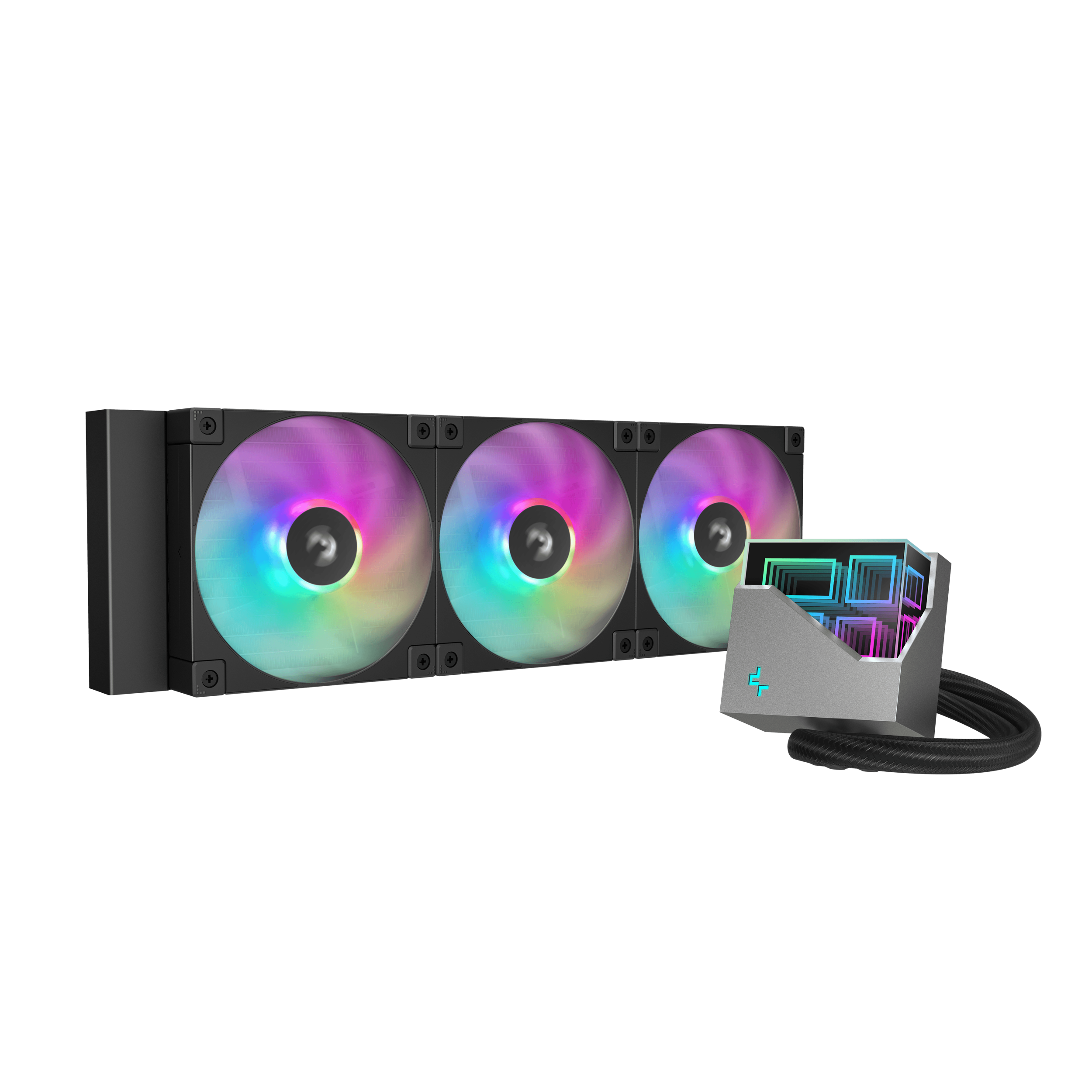 A large main feature product image of EX-DEMO DeepCool LT360 ARGB AIO Liquid CPU Cooler (Black)