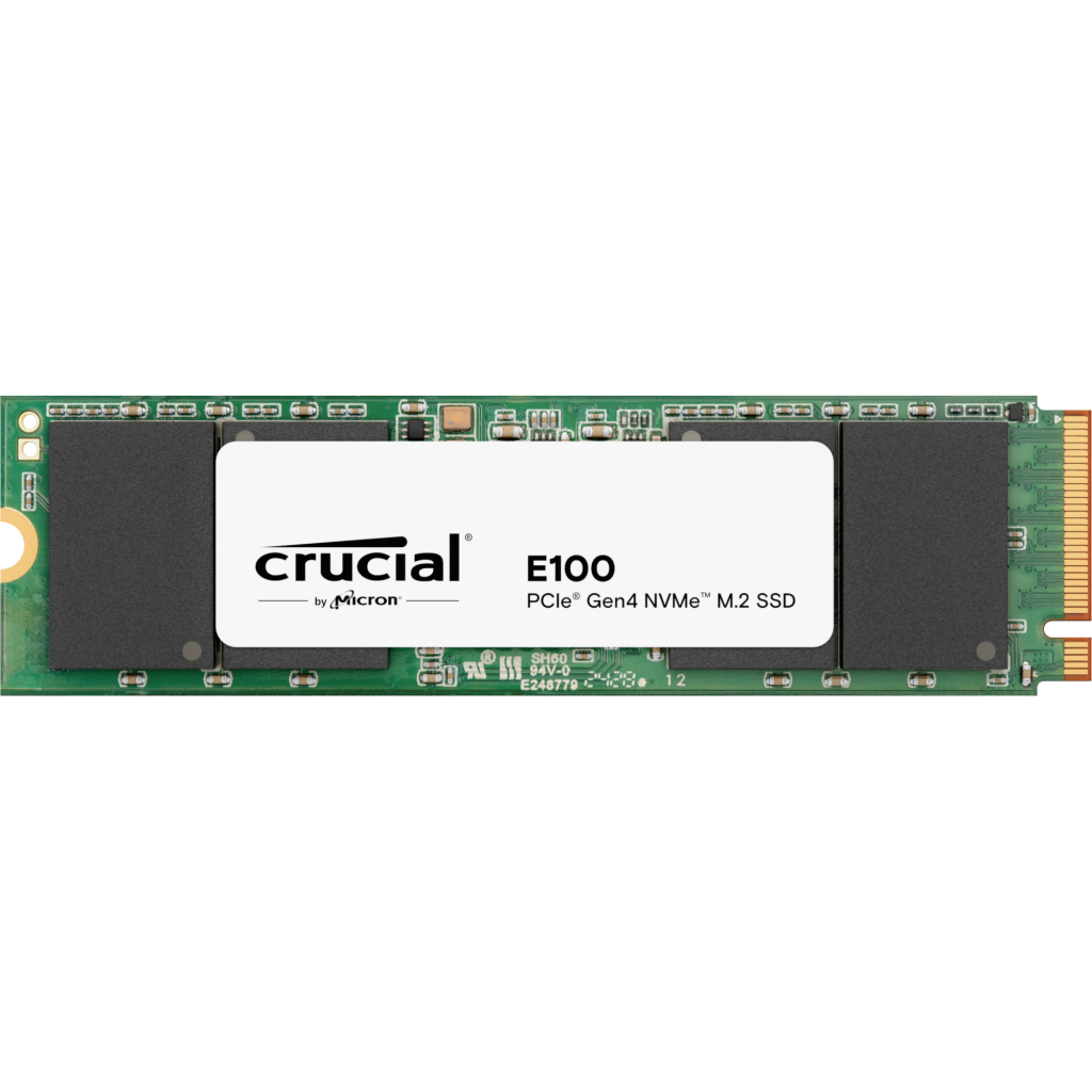 A large main feature product image of Crucial E100 PCIe Gen4 NVMe M.2 SSD - 2TB