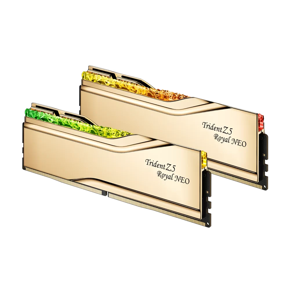 A large main feature product image of G.Skill Trident Z5 Royal Neo 96GB (2x48GB) DDR5-6000 C28 - Gold