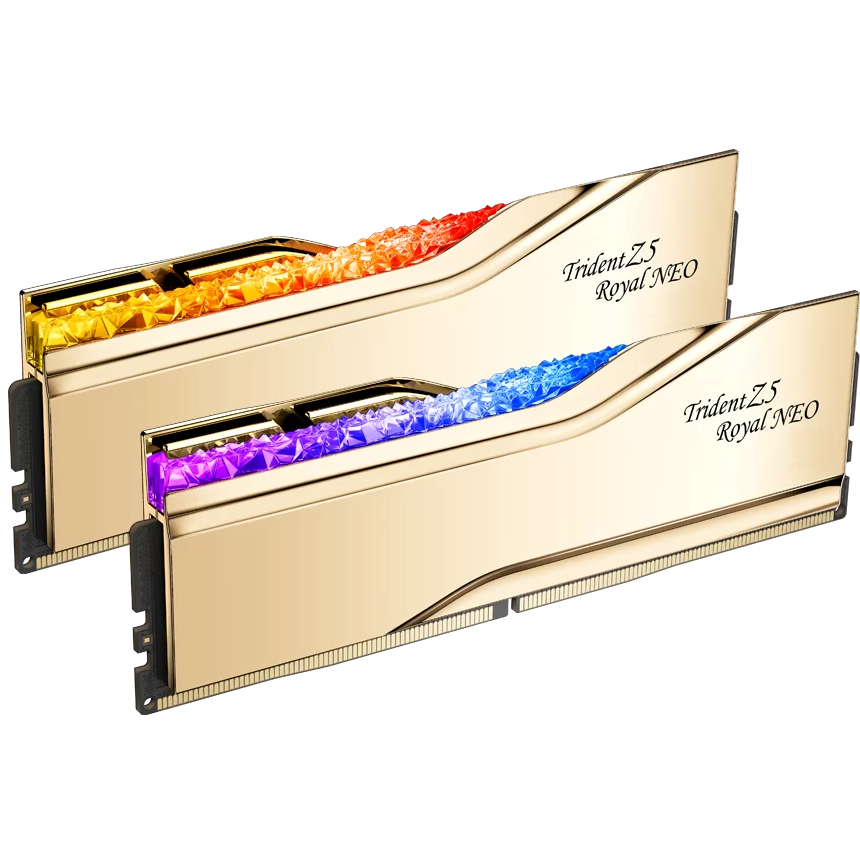 A large main feature product image of G.Skill Trident Z5 Royal Neo 96GB (2x48GB) DDR5-6000 C28 - Gold