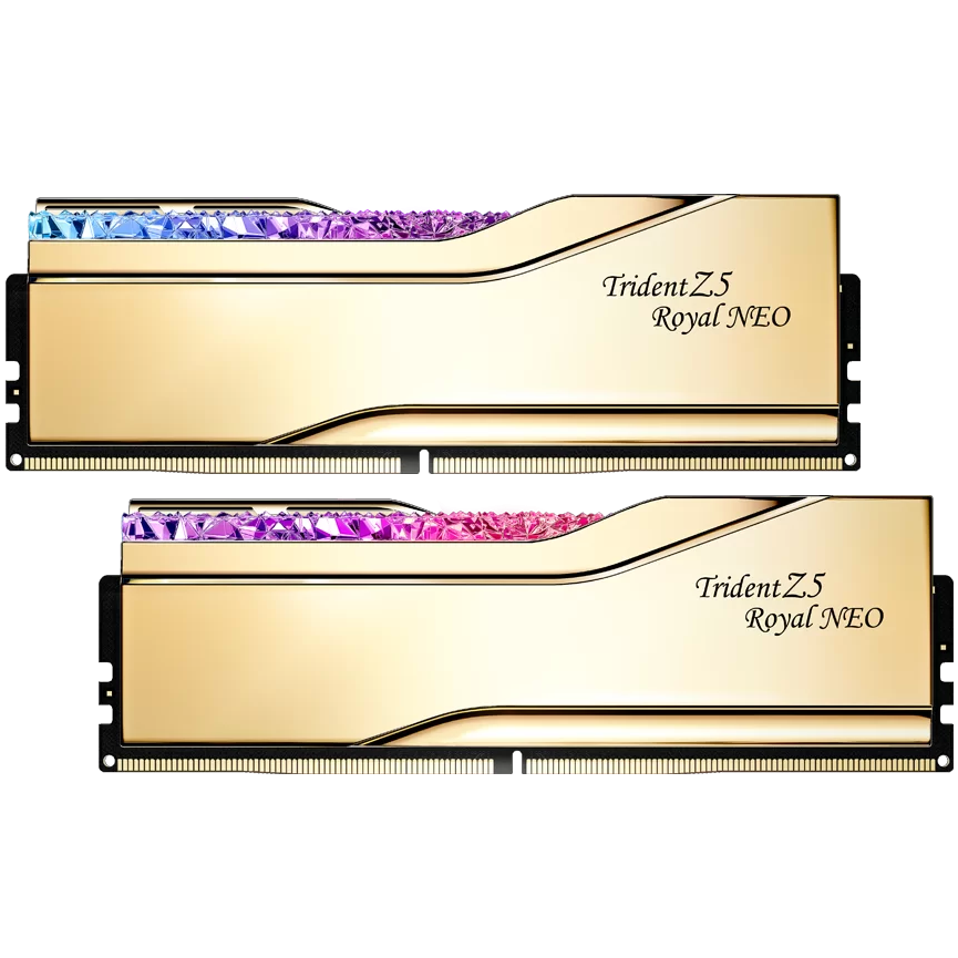 A large main feature product image of G.Skill Trident Z5 Royal Neo 96GB (2x48GB) DDR5-6000 C28 - Gold