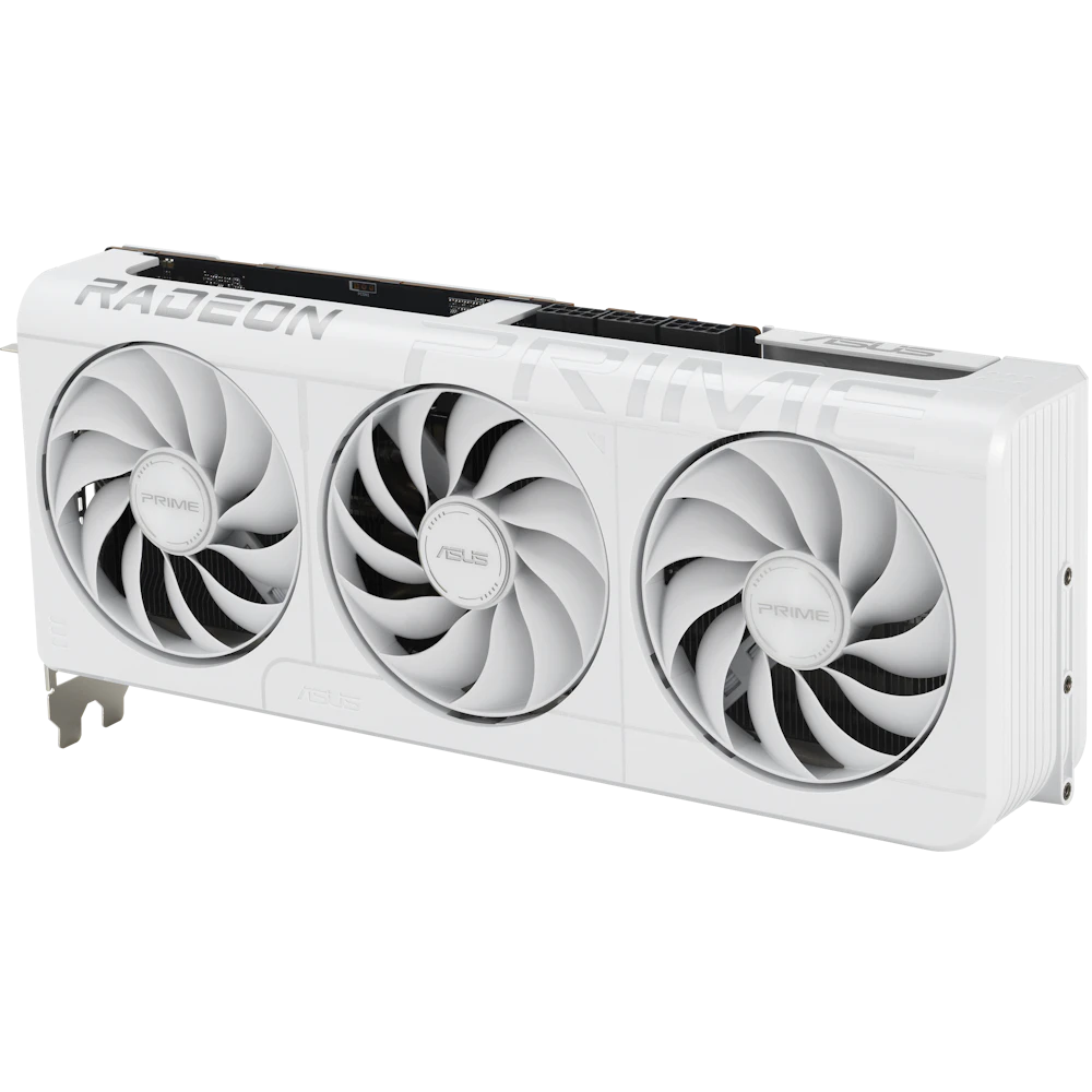 A large main feature product image of ASUS Radeon RX 9070 XT Prime OC 16GB GDDR6 (White)