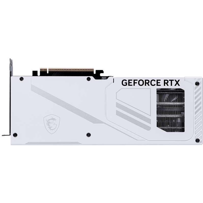 A large main feature product image of MSI GeForce RTX 5070 Ti Ventus 3X PZ OC 16GB GDDR7 - White