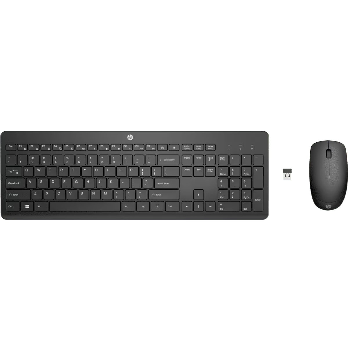 A large main feature product image of HP 230 Wireless Keyboard and Mouse Combo