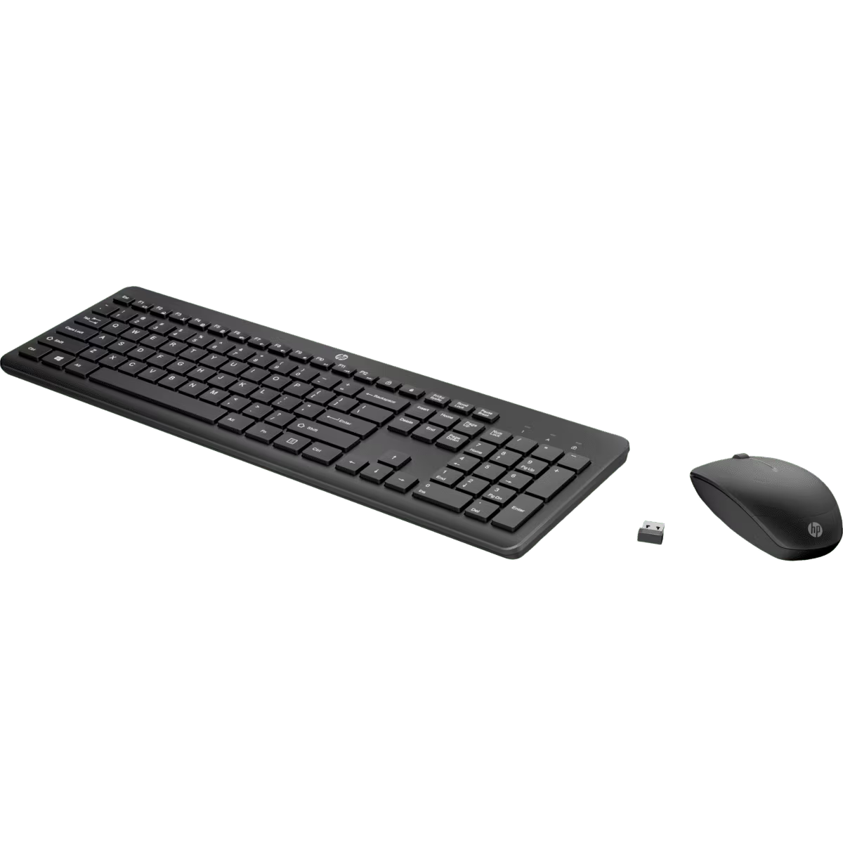 A large main feature product image of HP 230 Wireless Keyboard and Mouse Combo
