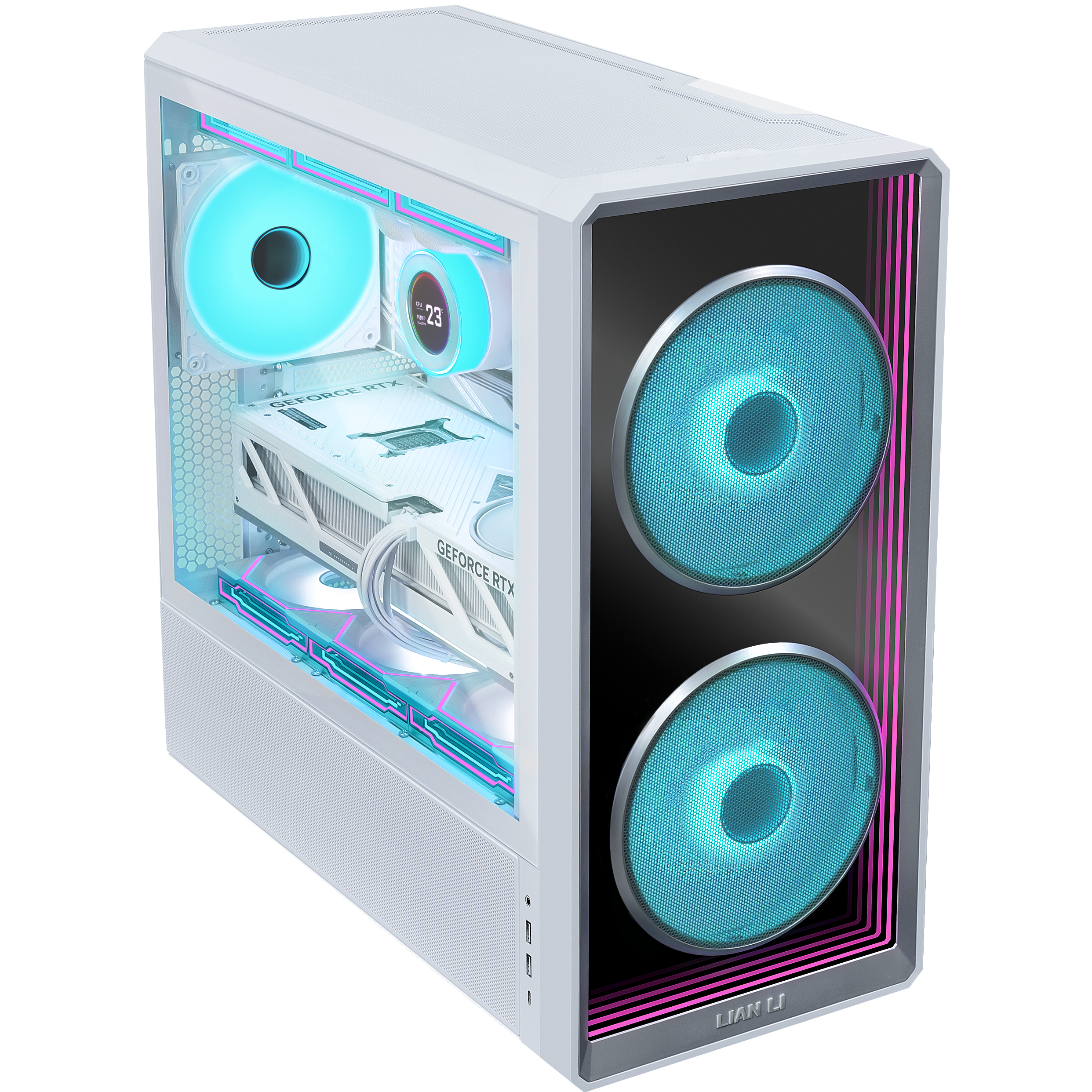 A large main feature product image of Lian Li LANCOOL 217 INF Tempered Glass ARGB Mid Tower Case (White)