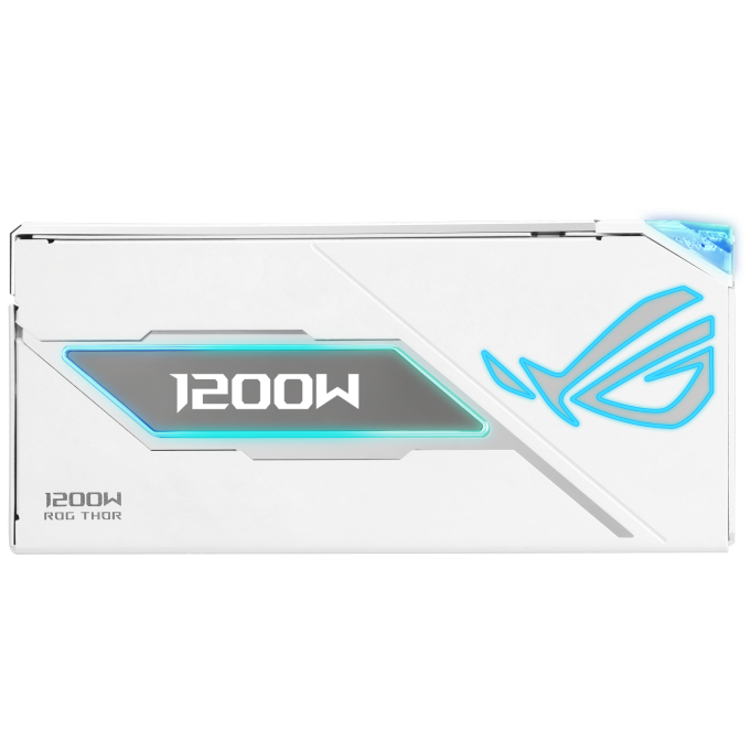 A large main feature product image of ASUS ROG THOR 1200W Platinum III PCIe 5.0 Modular PSU w/ Magnetic OLED Display - White