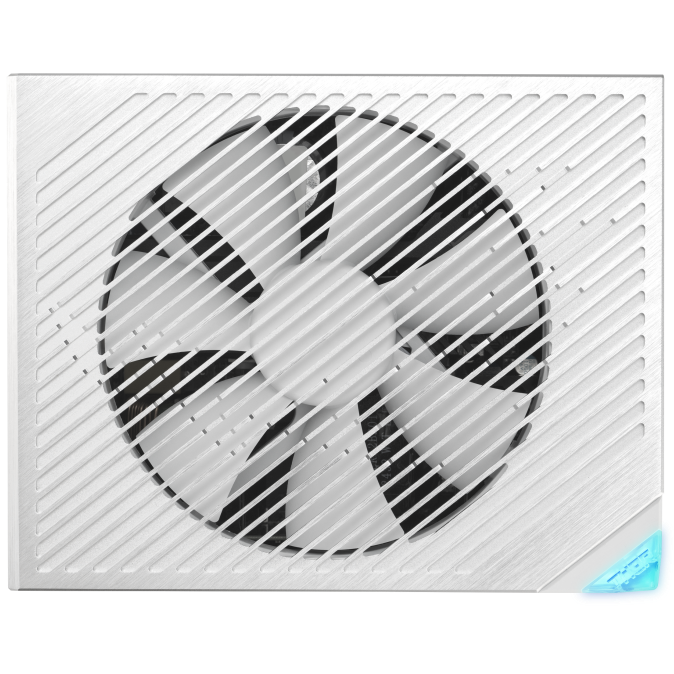 A large main feature product image of ASUS ROG THOR 1200W Platinum III PCIe 5.0 Modular PSU w/ Magnetic OLED Display - White