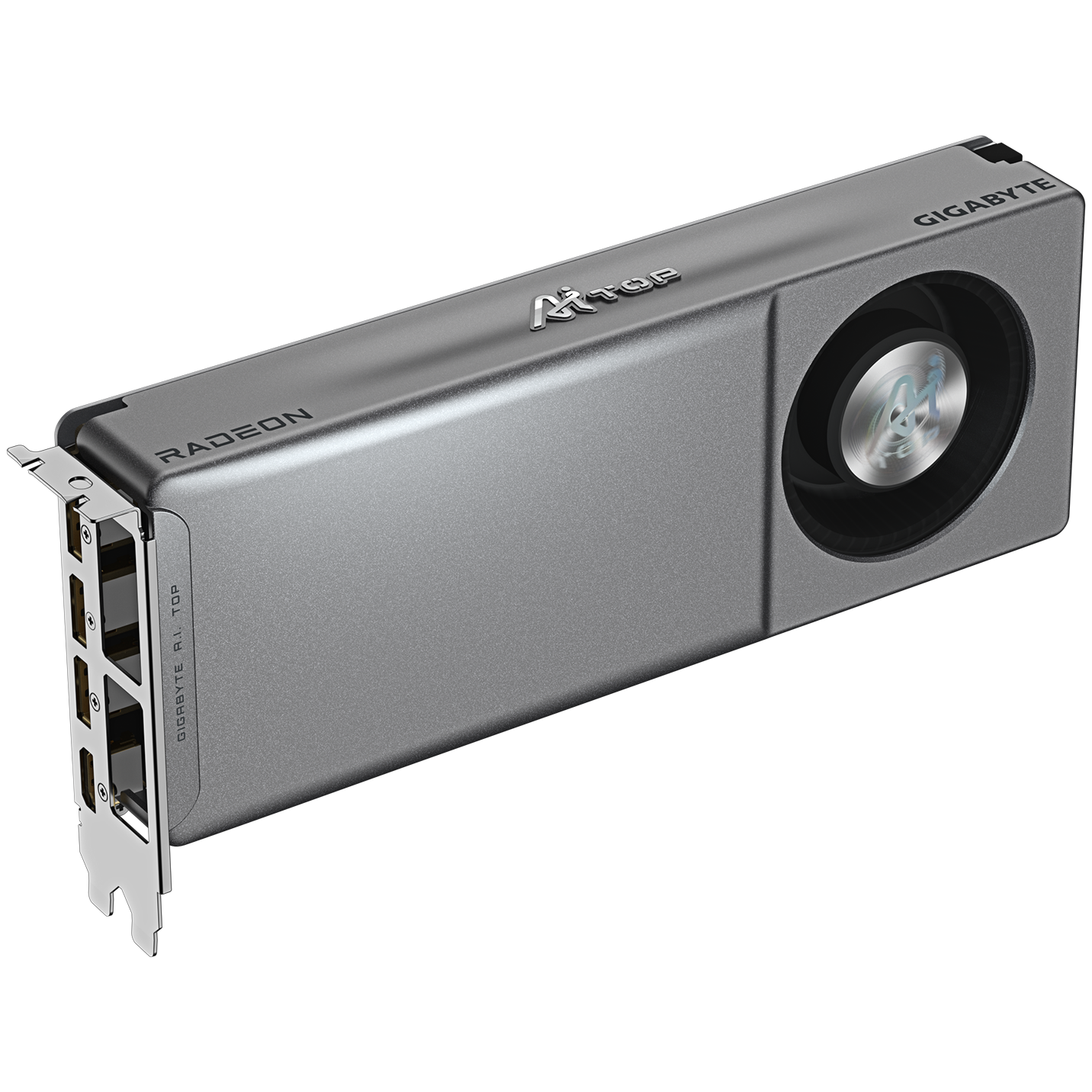 A large main feature product image of Gigabyte Radeon R9700 Ai Top 32GB GDDR6