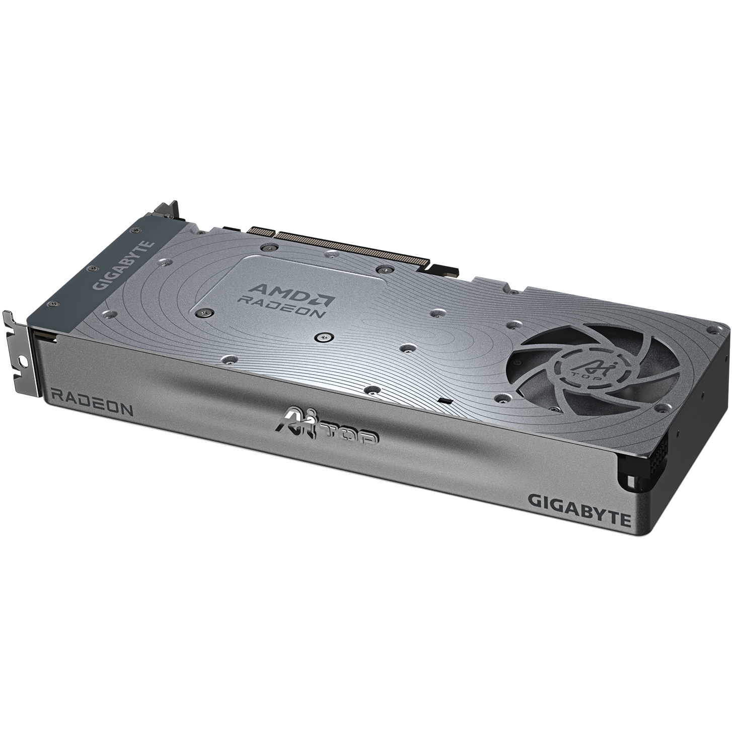 A large main feature product image of Gigabyte Radeon R9700 Ai Top 32GB GDDR6