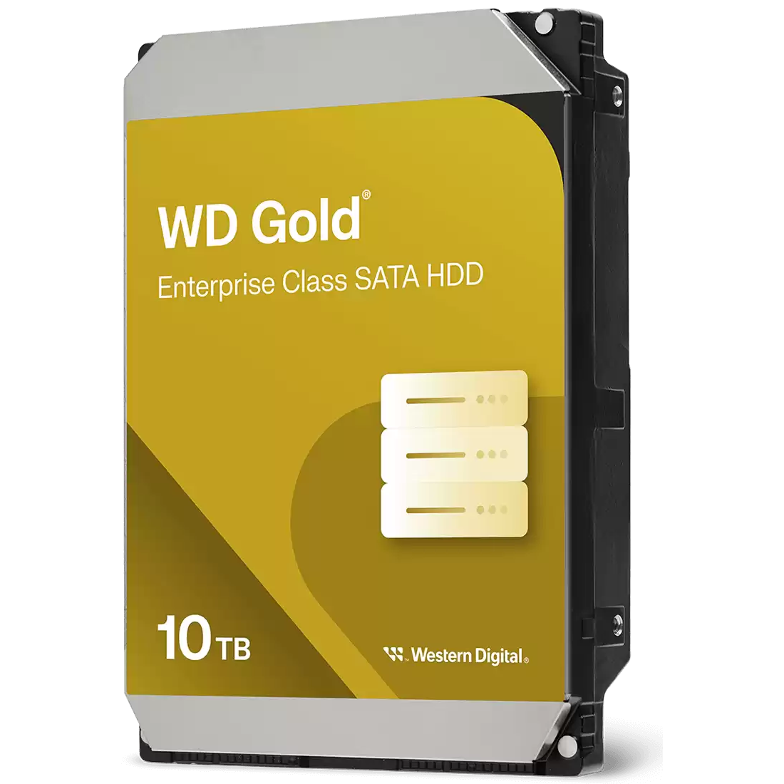 A large main feature product image of WD Gold 3.5" Enterprise Class HDD - 10TB 512MB