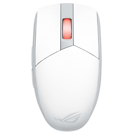 A large main feature product image of ASUS ROG Impact III Wireless Gaming Mouse - White