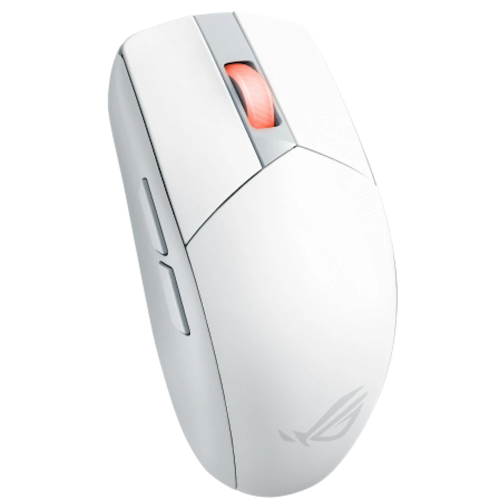 A large main feature product image of ASUS ROG Impact III Wireless Gaming Mouse - White