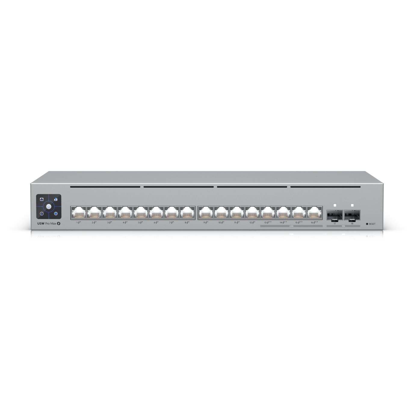 A large main feature product image of Ubiquiti UniFi Pro Max 16-Port Layer 3 Switch w/ PoE
