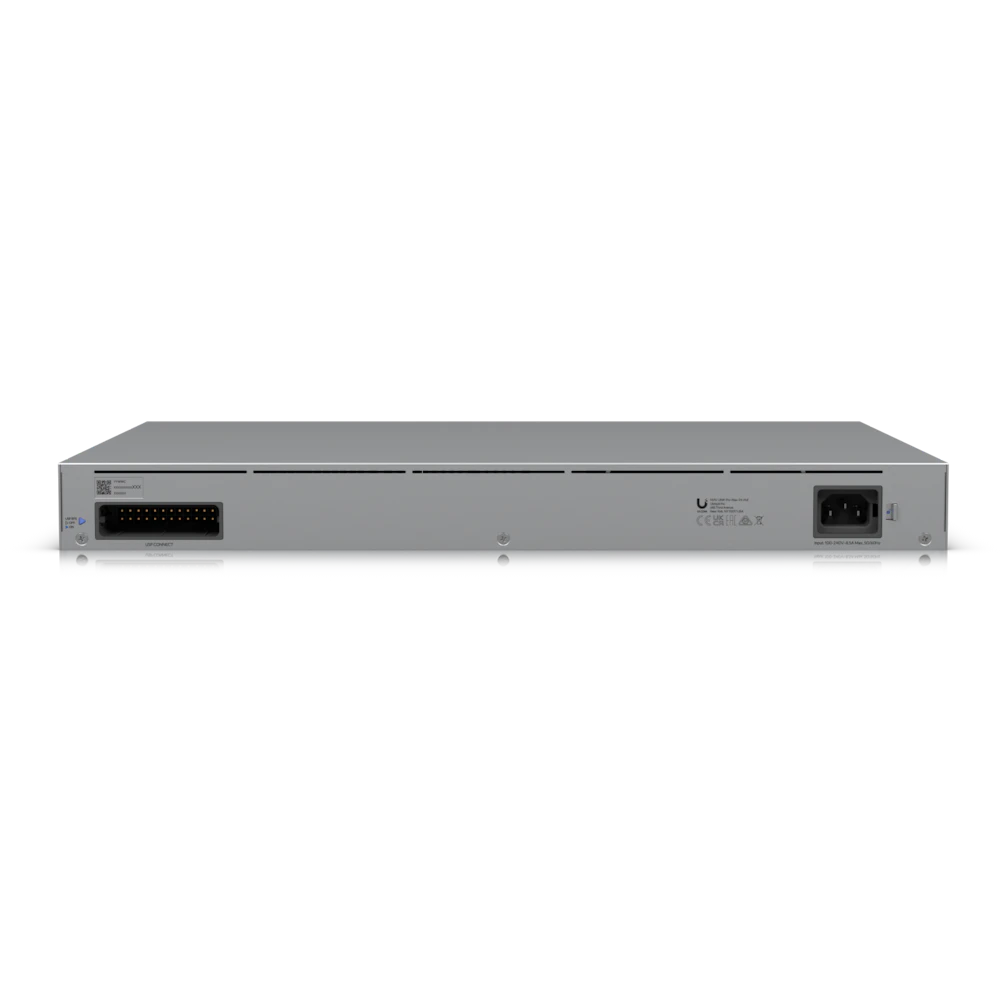 A large main feature product image of Ubiquiti UniFi Pro Max 24-Port 2.5GbE Layer 3 Managed PoE++ Switch with Etherlighting