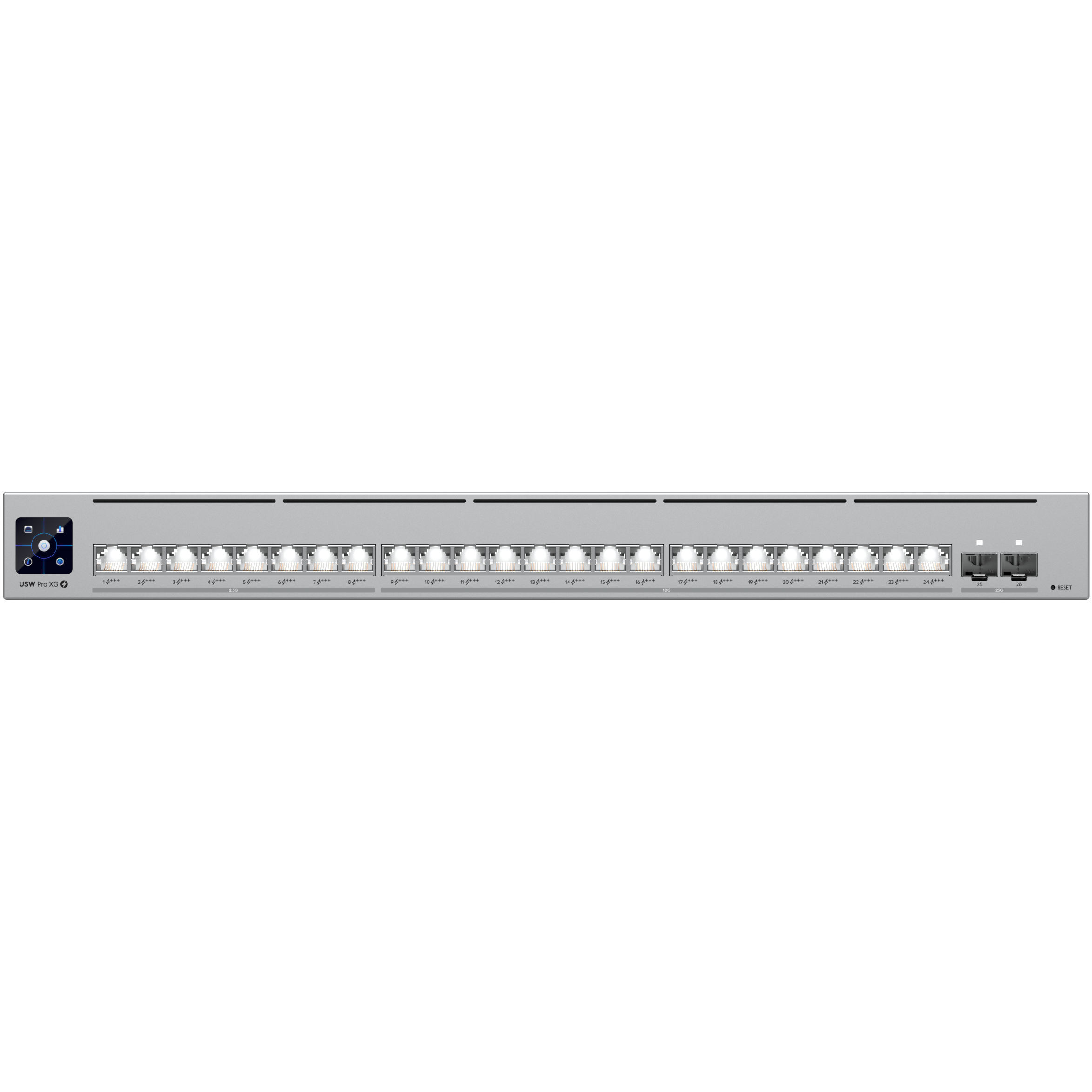 A large main feature product image of Ubiquiti UniFi Pro XG 24-Port Layer 3 Switch w/ PoE