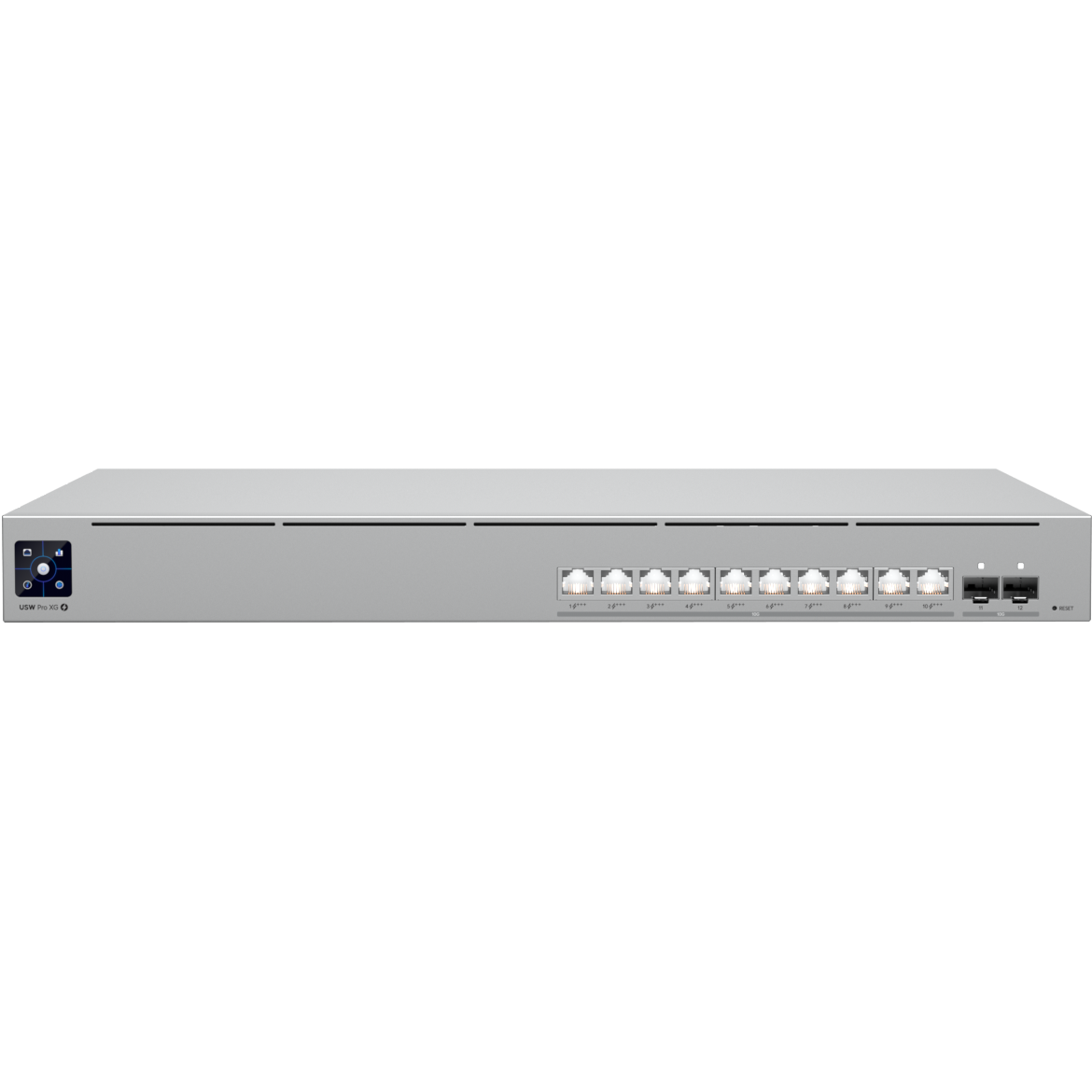 A large main feature product image of Ubiquiti UniFi Pro XG 10-Port Layer 3 Switch w/ PoE