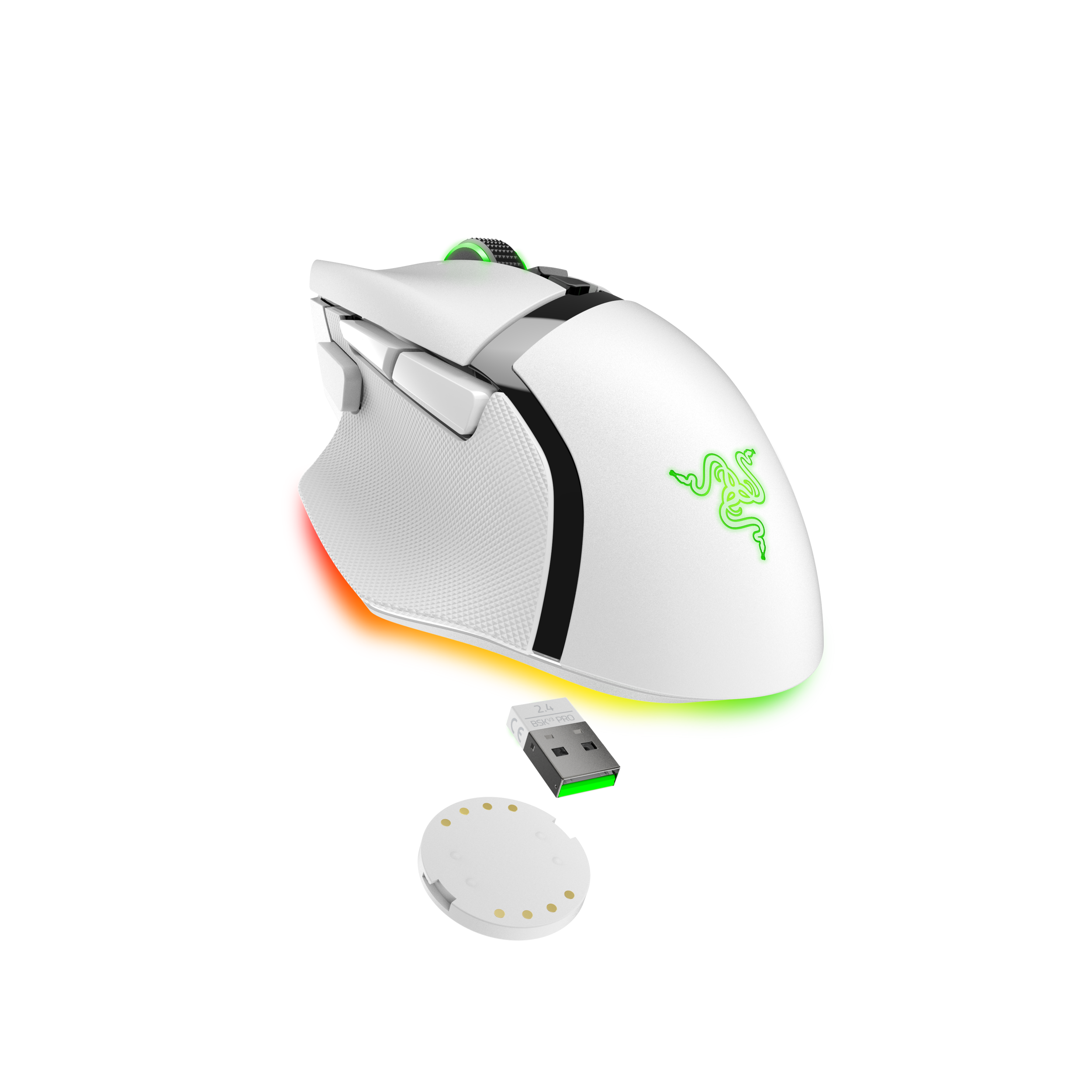 A large main feature product image of EX-DEMO Razer Basilisk V3 Pro - Ergonomic Wireless Gaming Mouse (White)
