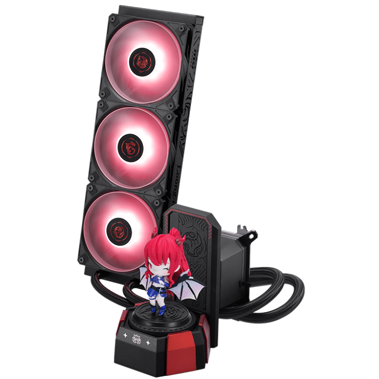 A large main feature product image of MSI CoreLiquid A17 360mm AIO Liquid CPU Cooler - MLG Edition