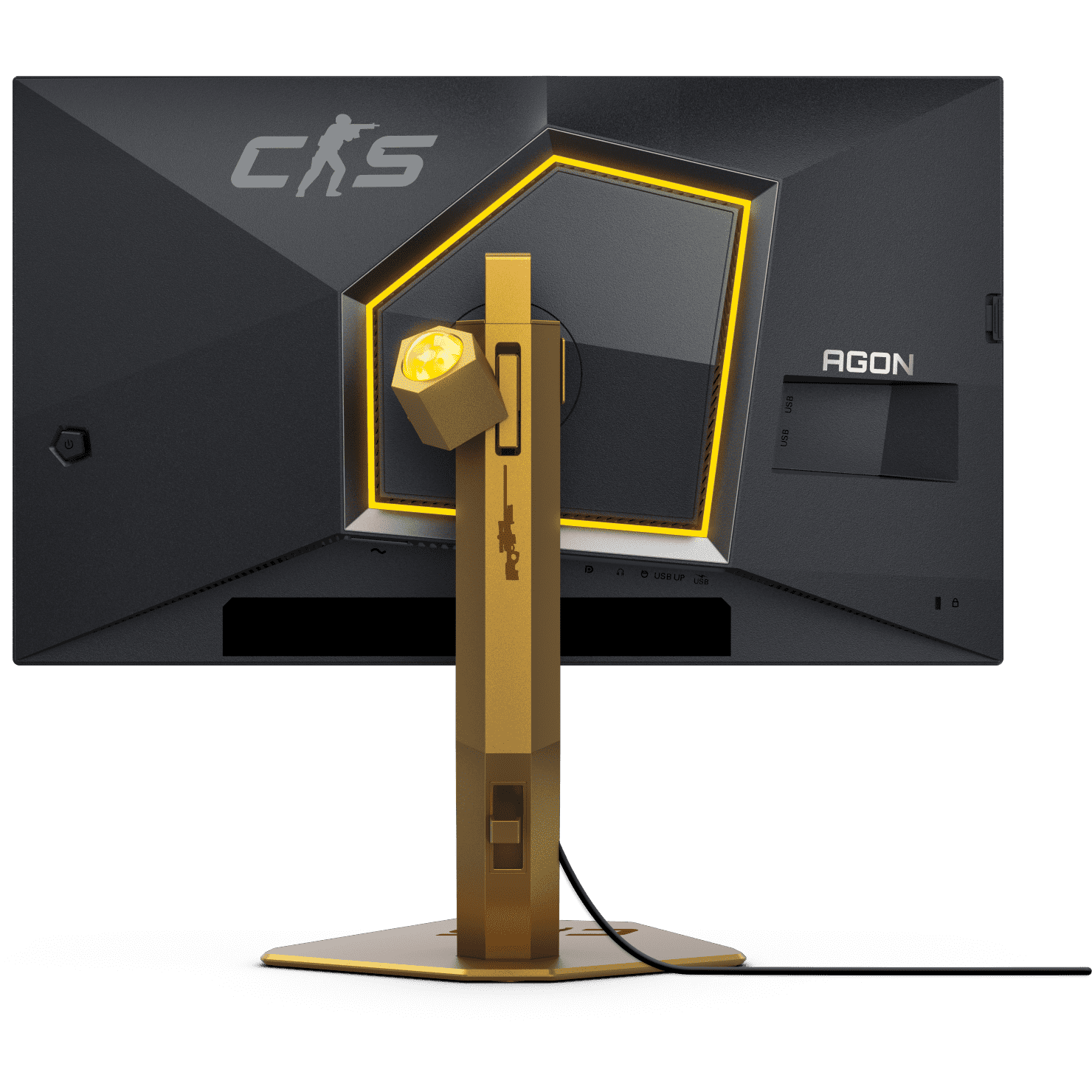 A large main feature product image of AOC AGON CS24A/P 24" 1080p 610Hz 0.3ms Fast TN Esports Monitor - Counter Strike 2 Edition