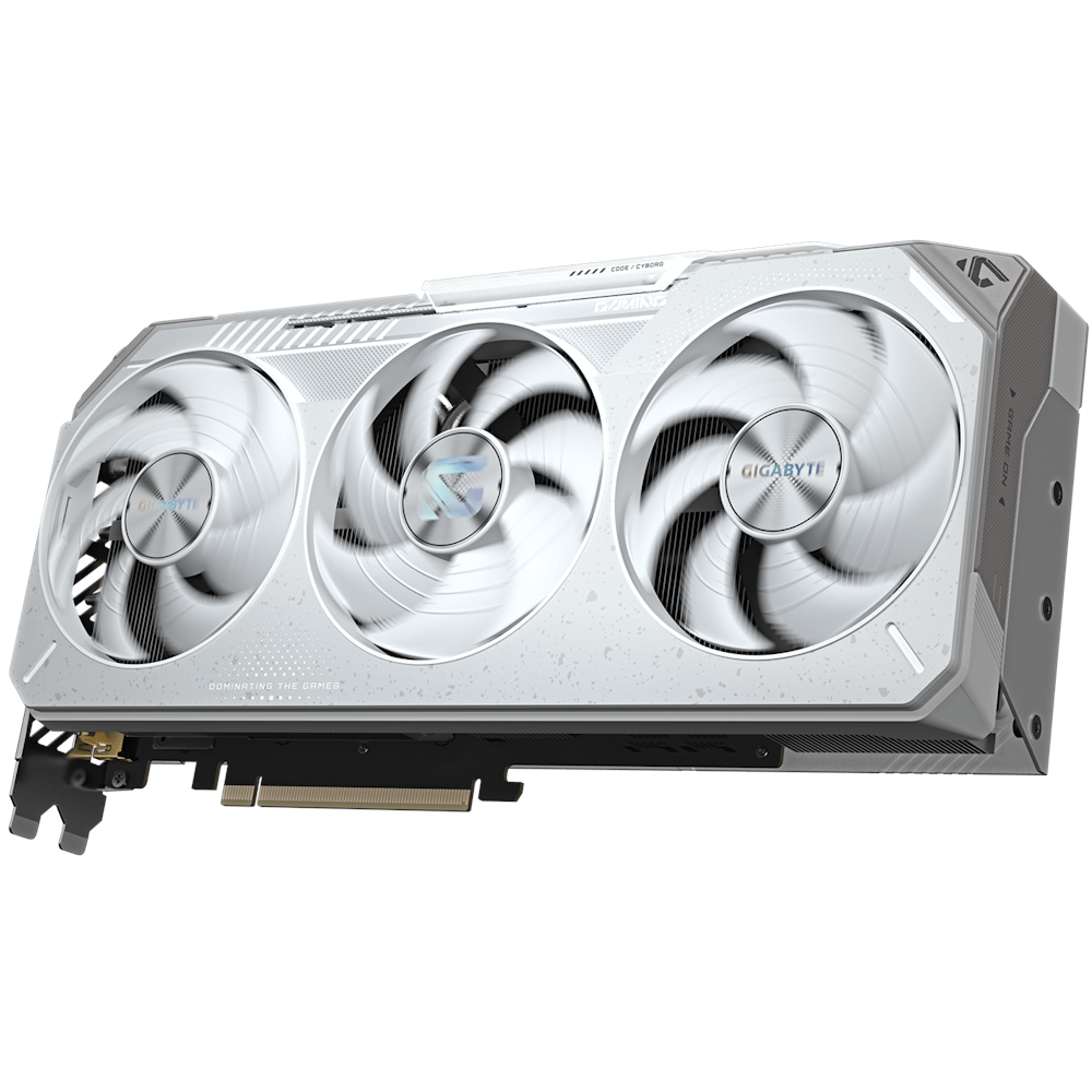A large main feature product image of Gigabyte Radeon RX 9070 XT Gaming Ice OC 16GB GDDR6