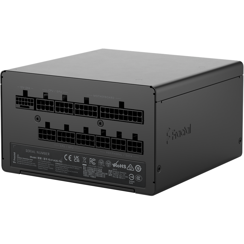 A large main feature product image of Fractal Design Ion 3 750W Gold PCIe 5.1 ATX 3.1 Modular PSU (Black)