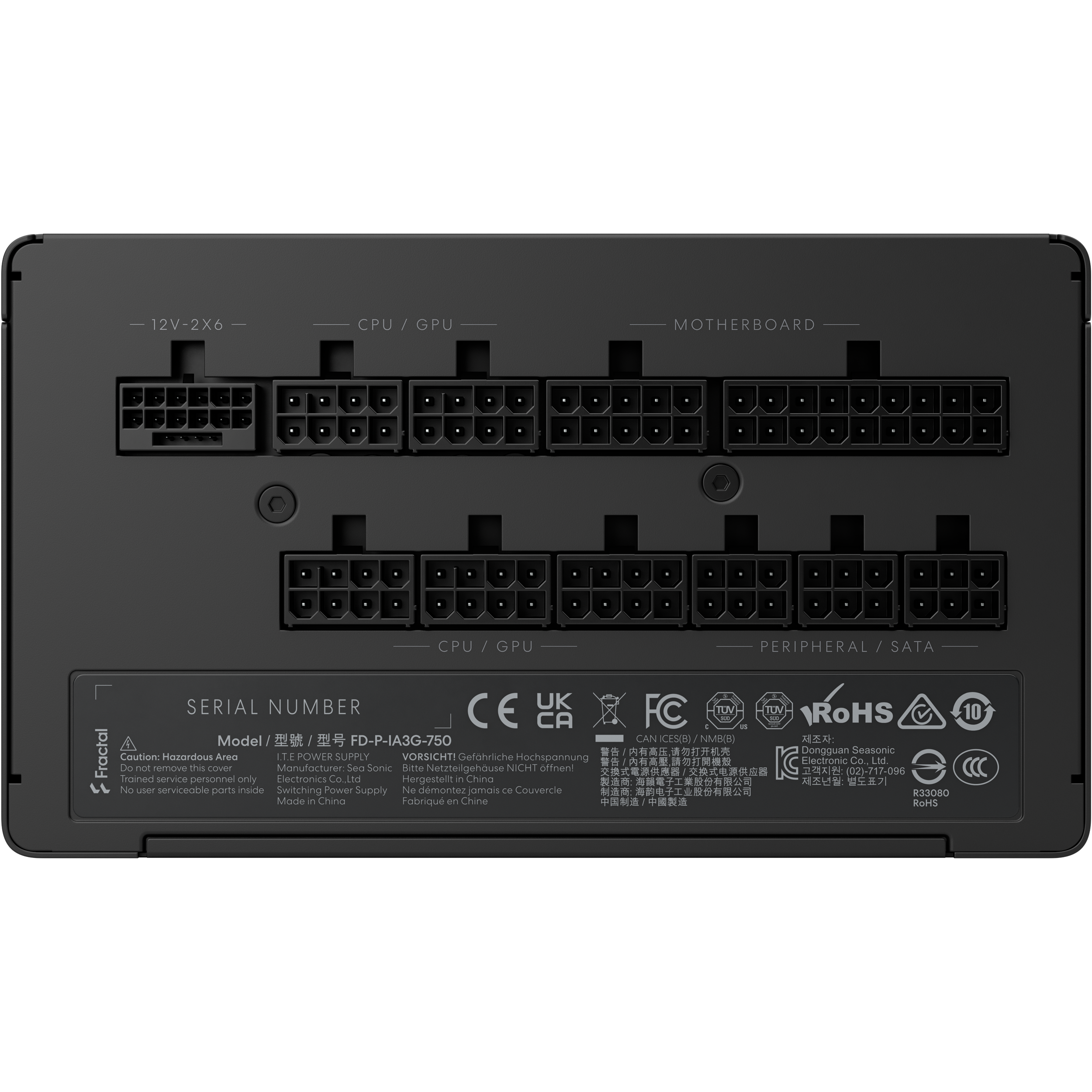 A large main feature product image of Fractal Design Ion 3 750W Gold PCIe 5.1 ATX 3.1 Modular PSU (Black)